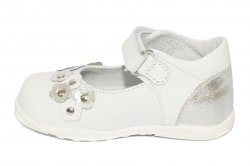 Pantofi balerini copii  - Pantofiori balerini fetite din piele cu talonet pj shoes Emma alb 20-26