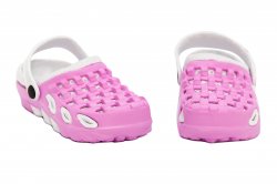 Papuci copii  - Papuci fete din cauciuc 1033 roz alb 18-35