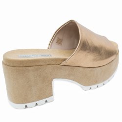 Papuci  - Papuci cu toc dama din piele Tosca Blu 940 bej auriu 35-41