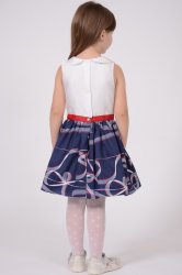 Rochii fete - Rochie fete cu bust din satin Ivory si fusta bleumarin 1390