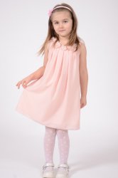 Rochii ocazii fete - Rochie fete din Voal roz pal cu flori aplicate 1404
