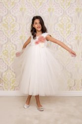 Rochii ocazii fete  - Rochii fete hey princess flowers 219.01 alb 3luni-12ani