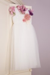 Rochii ocazii fete  - Rochii fete hey princess flowers 219.01 alb 3luni-12ani