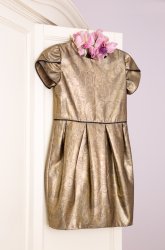 Rochii ocazii fete - Rochita fete bronze flowers 25.25 bronz 3luni-12ani