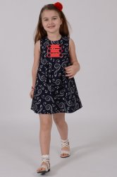 Rochii fete  - Rochita fete cu bride decorative 1478 bleumarin 3-10ani 