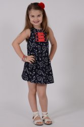 Rochii fete  - Rochita fete cu bride decorative 1478 bleumarin 3-10ani 