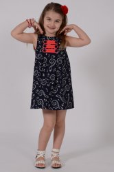 Rochii fete  - Rochita fete cu bride decorative 1478 bleumarin 3-10ani 