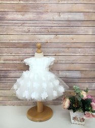 Rochii ocazii fete - Rochite botez fetite colibri 1062 alb 3luni-12ani