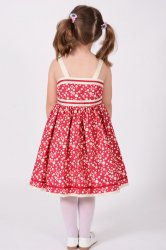 Rochii fete  - Rochii fete grena cu buline crem si bretele 1425 1-6ani