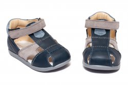 Sandale copii - Sandale baieti avus din piele AV37 blu gri 17-26