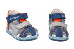 Sandale copii  - Sandale baieti cu picior lat hokide 405 albastru gri port 18-25