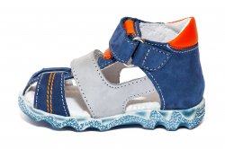 Sandale copii  - Sandale baieti cu picior lat hokide 405 albastru gri port 18-25