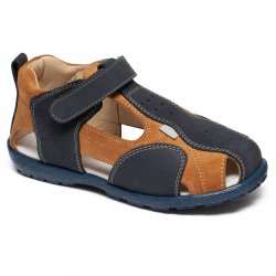 Sandale copii  - Sandale baieti din piele cu talonet AV22 blu maro 18-30