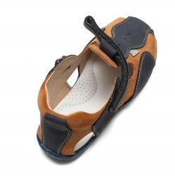 Sandale copii  - Sandale baieti din piele cu talonet AV22 blu maro 18-30