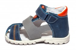 Sandale copii  - Sandale baieti picior lat hokide 405 blu gri portocaliu 18-27