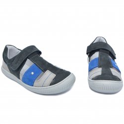 Sandale copii - Sandale baieti piele hokide 422 blu gri albastru 26-35