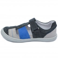 Sandale copii - Sandale baieti piele hokide 422 blu gri albastru 26-35