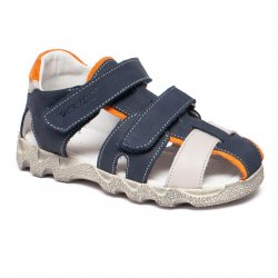 Sandale copii  - Sandale copii piele hokide picior lat 357 blu gri port 22-32
