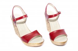 Sandale dama  - Sandale cu platforma dama piele Tisa 387 rosu 34-41