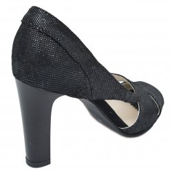 Sandale dama  - Sandale cu toc dama 040 negru lux 34-40
