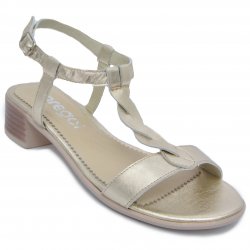 Sandale dama - Sandale dama cu toc piele Prego 404 auriu 36-41