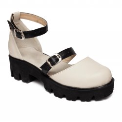 Sandale dama  - Sandale dama din piele 1804 Cika bej negru 34-41