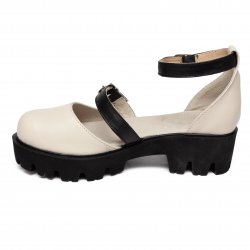 Sandale dama  - Sandale dama din piele 1804 Cika bej negru 34-41
