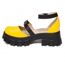 Sandale dama - Sandale dama din piele 1804 Cika galben negru 34-40