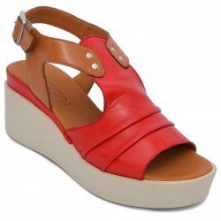 Sandale dama - Sandale dama platforma din piele Prego 4147 rosu 35-41