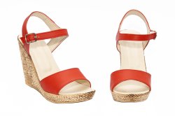 Sandale dama - Sandale dama platforma piele naturala Tisa 387 corai 34-40