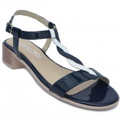 Sandale copii  - Sandale domnisoare piele Prego 404 blu alb lac 36-41