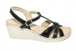 Sandale dama  - Sandale femei platforma piele naturala 512 negru lac 35-41