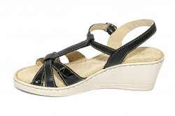 Sandale dama  - Sandale femei platforma piele naturala 512 negru lac 35-41
