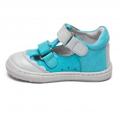 Sandale copii  - Sandale fete cu talonet din piele hokide 386 turcoaz arg 18-25