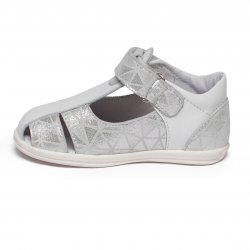 Sandale copii  - Sandale fete cu talonet pj shoes Pablo alb argintiu 18-26