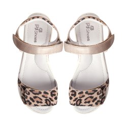 Sandale copii  - Sandale fete din piele cu talonet pj shoes Ana leopard 27-36