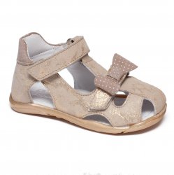 Accesorii  - Sandale fete flexibile cu talonet pj shoes Mario bej lux 18-26