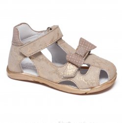 Sandale copii  - Sandale fete flexibile cu talonet pj shoes Mario bej lux 18-26