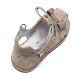 Sandale copii  - Sandale fete flexibile cu talonet pj shoes Mario bej lux 18-26