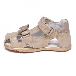 Sandale copii  - Sandale fete flexibile cu talonet pj shoes Mario bej lux 18-26