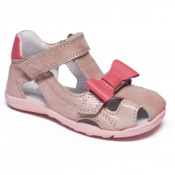 Sandale copii  - Sandale fete flexibile cu talonet pj shoes Mario roz lux 18-26