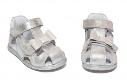 Sandale copii  - Sandale fete flexibile pj shoes Mario argintiu 18-26