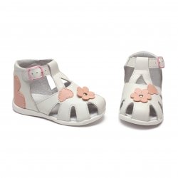 Sandale copii  - Sandale fete inalte pe glezna cu talonet hokide 77 alb roz 18-24