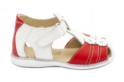 Sandale copii - Sandale fete piele 574 alb corai flori 18-25