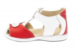 Sandale copii - Sandale fete piele 574 alb corai flori 18-25