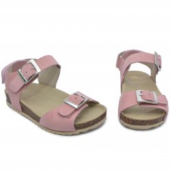 Sandale copii - Sandale fete piele cu talpa din pluta pj shoes Leon roz 27-36