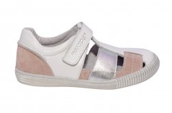 Sandale copii  - Sandale fete piele de vara hokide 422 alb roz 26-35