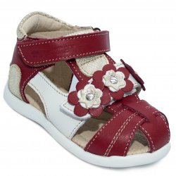 Sandale copii  - Sandale fete piele naturala hokide 405 rosu alb TA 18-25