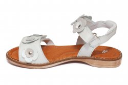 Sandale copii  - Sandale fete piele pj shoes Ana alb flori 27-36