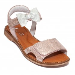 Sandale copii  - Sandale fete piele pj shoes Ana alb flori 27-36